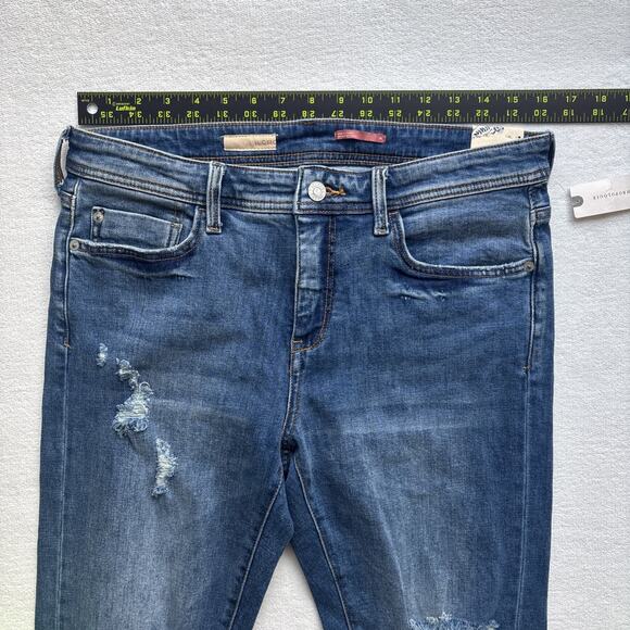 NWT Anthropologie Pilcro Womens 28 Jeans Slim Boyfriend Crop Distressed Denim - Picture 8 of 16